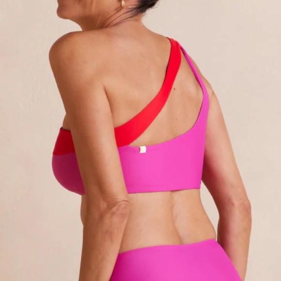 Summersalt The Sidestroke One Shoulder Bikini Top in Hibiscus/Lava SZ 6 NWT - Picture 2 of 5